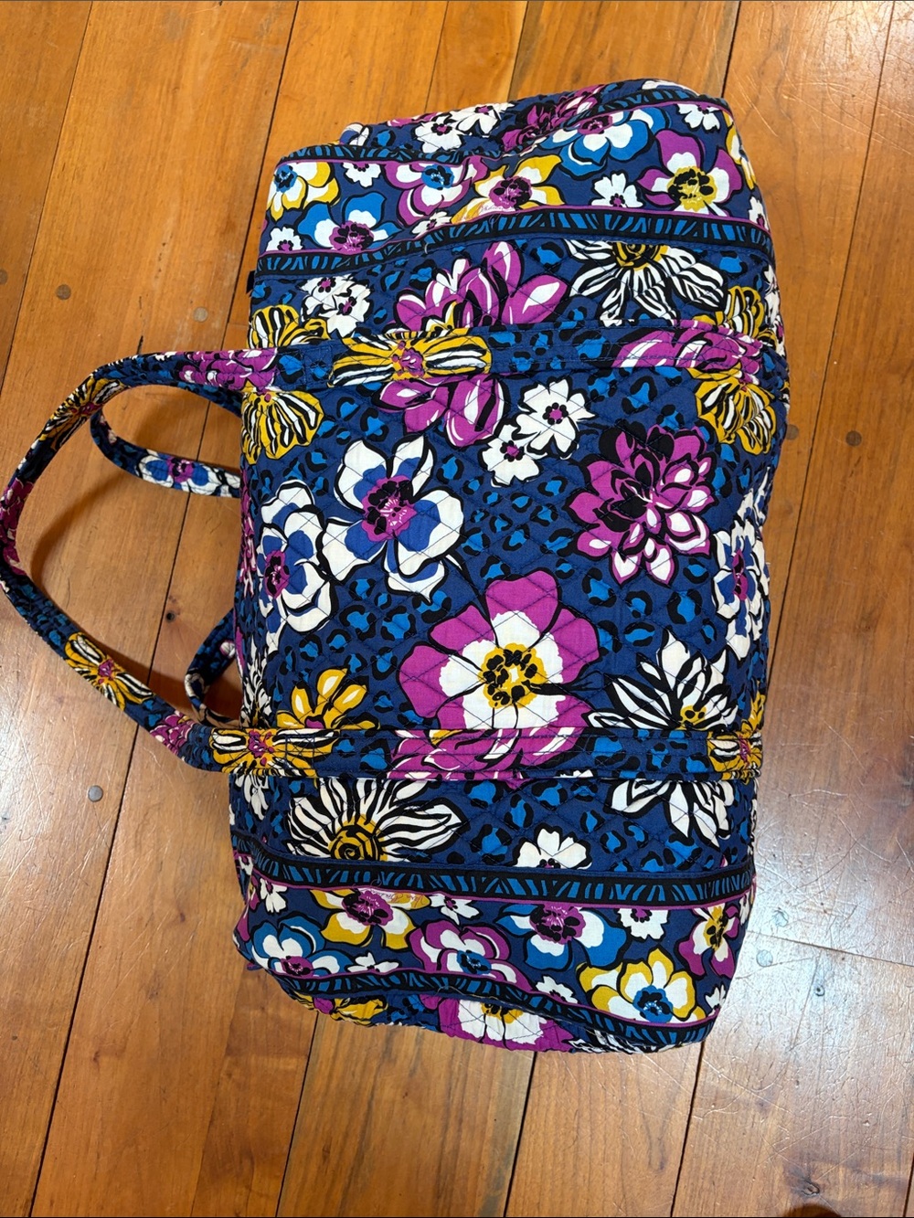 Vera Bradley Quilted Floral Duffel - Blue, Pink, Yellow - Picture 5 of 12